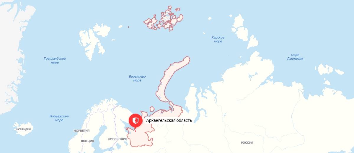 Архангельская область на карте
