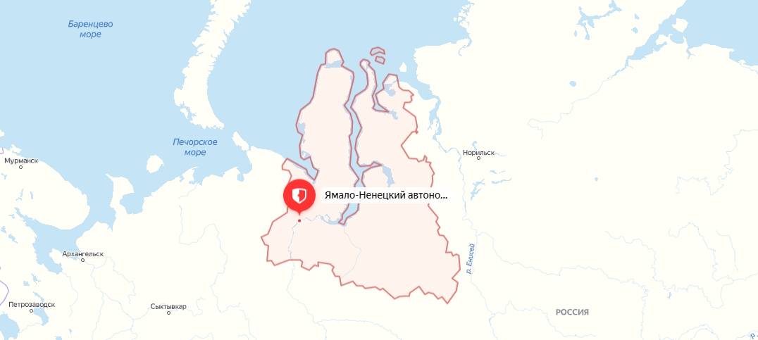 Ямало-Ненецкий автономный округ на карте
